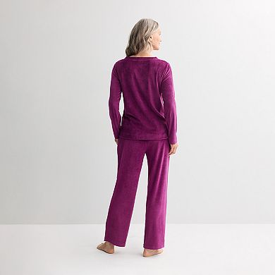 Women's Croft & Barrow® Velour Pajama Top & Pajama Bottoms Set