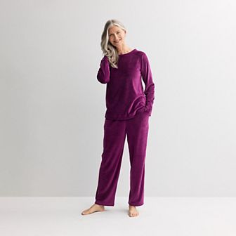 Women's Croft & Barrow® Velour Pajama Top & Pajama Bottoms Set