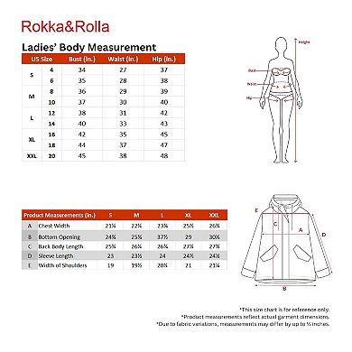 Women's Rokka&Rolla Full Zip Jacket Hooded Windbreaker