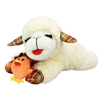 Multipet 10.5" Lamb Chop with Thanksgiving Turkey Hat Plush Pet Toy