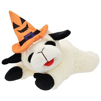 Multipet Crinkly Lamb Chop Dog Toy with Jack-O-Lantern Witch Hat 16 in