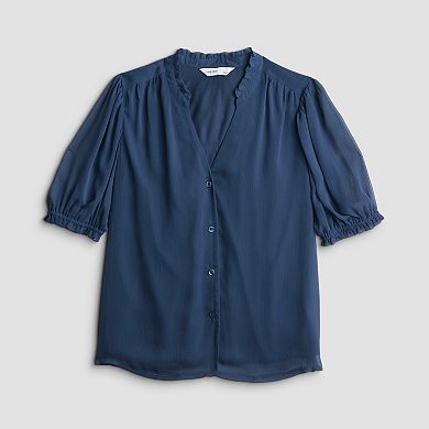 Women's Nine West Ruffle Button-Down Shirt