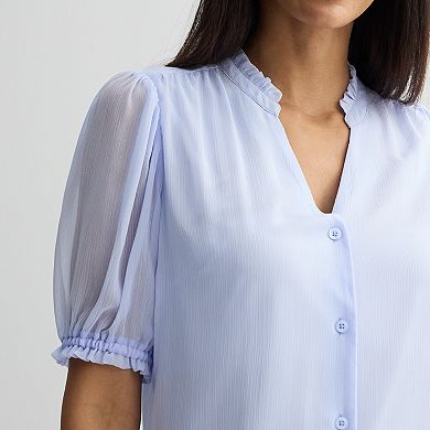 Women's Nine West Ruffle Button-Down Shirt