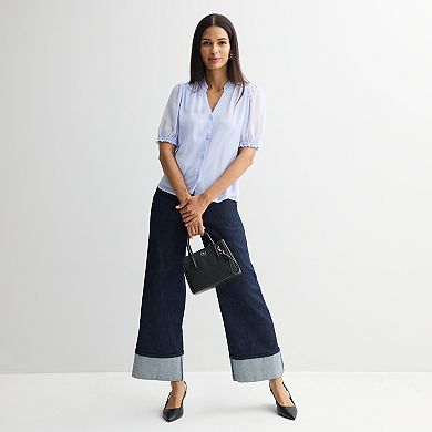 Women's Nine West Ruffle Button-Down Shirt