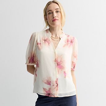 Women's Nine West Ruffle Button-Down Shirt