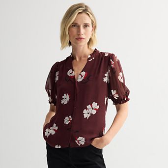 Women's Nine West Ruffle Button-Down Shirt