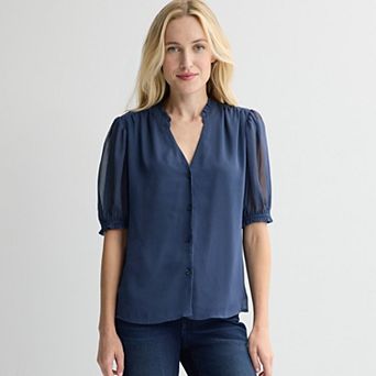 Women's Nine West Ruffle Button-Down Shirt