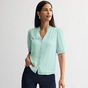 Women's Nine West Ruffle Button-Down Shirt