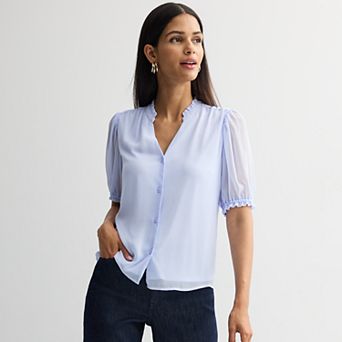 Women's Nine West Ruffle Button-Down Shirt