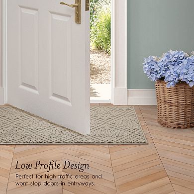 Laura Ashley Austell Solid Hi-Low Tufted Washable Skid-Resistant Runner Rug