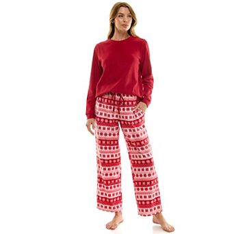 Women's Croft & Barrow® 2 pc Micro Fleece Pajama Top & Pajama Bottoms Set
