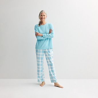 Women's Croft & Barrow® 2 pc Micro Fleece Pajama Top & Pajama Bottoms Set