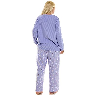 Plus Size Croft & Barrow® 2-pc. Cozy Ribbed Pajama Top & Printed Pajama Bottoms Set