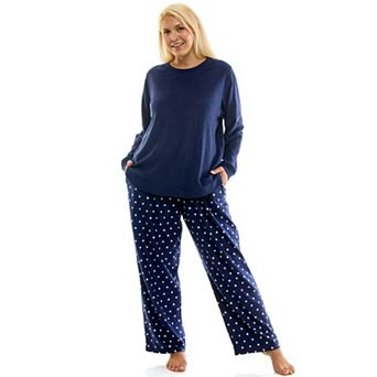 Plus Size Croft & Barrow® 2 pc Cozy Ribbed Pajama Top & Printed Pajama Bottoms Set