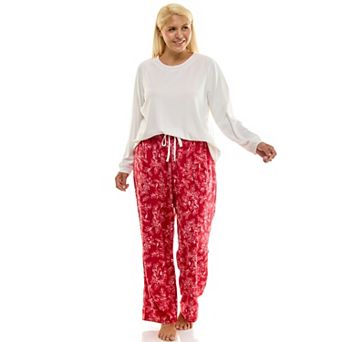 Plus Size Croft & Barrow® 2 pc Cozy Ribbed Pajama Top & Printed Pajama Bottoms Set
