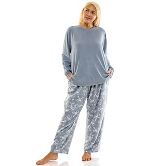 Plus Size Croft & Barrow® 2 pc Cozy Ribbed Pajama Top & Printed Pajama Bottoms Set