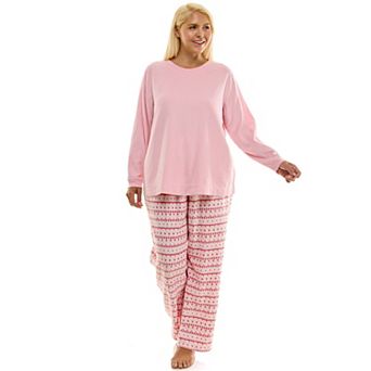 Plus Size Croft & Barrow® 2 pc Cozy Ribbed Pajama Top & Printed Pajama Bottoms Set