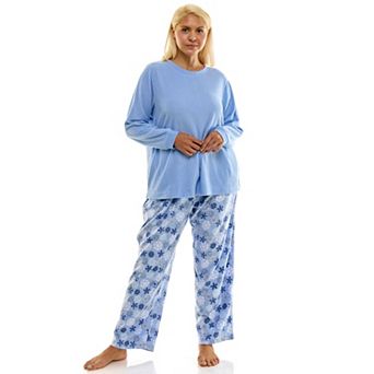 Plus Size Croft & Barrow® 2 pc Cozy Ribbed Pajama Top & Printed Pajama Bottoms Set