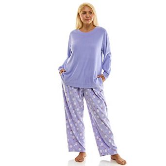 Plus Size Croft & Barrow® 2 pc Cozy Ribbed Pajama Top & Printed Pajama Bottoms Set