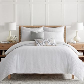 Levtex Home Cross Stitch Bright White Comforter Set