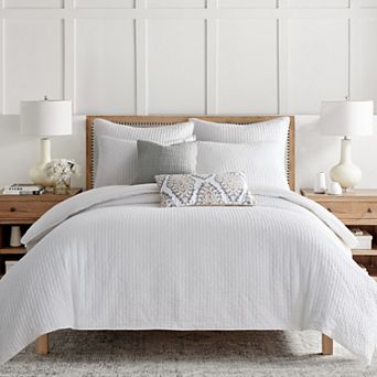 Levtex Home Cross Stitch Bright White Duvet Cover Set