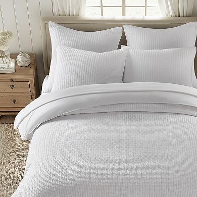 Levtex Home Cross Stitch Bright White Duvet Cover Set