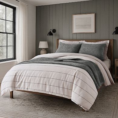 Levtex Home Leo Stripe Black Duvet Cover Set with Euro Shams