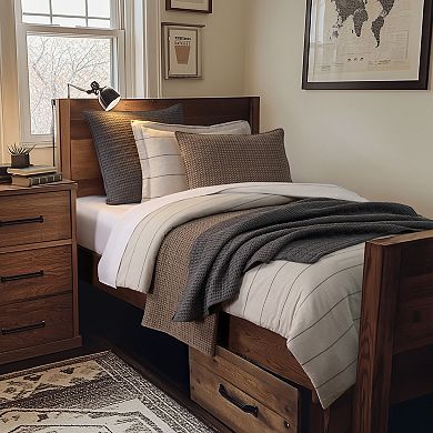 Levtex Home Leo Stripe Black Duvet Cover Set with Euro Shams