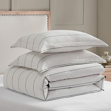 Levtex Home Leo Stripe Black Duvet Cover Set with Euro Shams