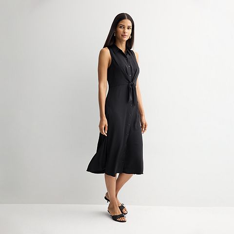 Женские платья Nine West Petite Nine West Tie Front Midi Shirt Dress