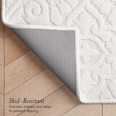 Laura Ashley Feya Solid Hi-Low Tufted Washable Skid-Resistant Runner Rug