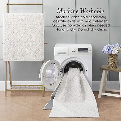 Laura Ashley Feya Solid Hi-Low Tufted Washable Skid-Resistant Runner Rug
