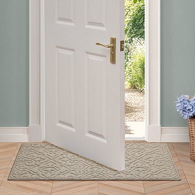 Laura Ashley Feya Solid Hi-Low Tufted Washable Skid-Resistant Runner Rug