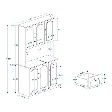 White Wood 39.76 in. Pantry Cabinet with Microwave Oven Countertop