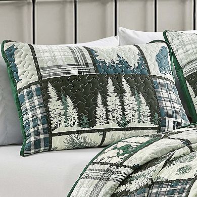 Marcielo 3 Pcs Cabin Lodge Rustic Country Bear Quilt Bedspread Set All season