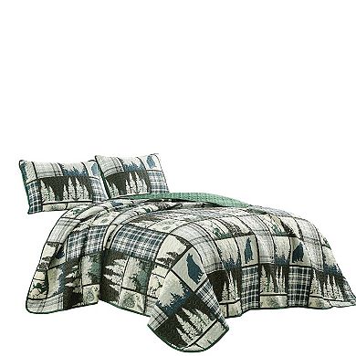 Marcielo 3 Pcs Cabin Lodge Rustic Country Bear Quilt Bedspread Set All season