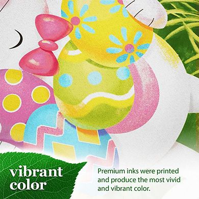 G128 12x18IN Happy Easter White Bunny with Easter Eggs Garden Flag Double Sided Easter Decoration