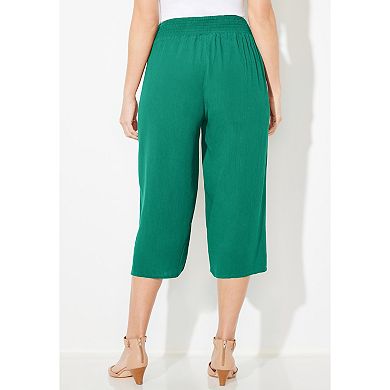 Catherines Women's Plus Size Gauze Pull-On Capri
