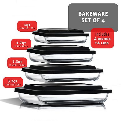Eatex Baking 4 PC Lasagne Pans Set With Lid