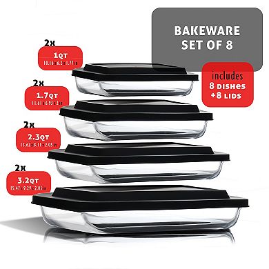 Eatex Baking 8 PC Lasagne Pans Set With Lid