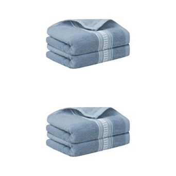 4 pc Plaid Pattern Hand Towels, Absorbent Towel Set for Bath, Hand, Face