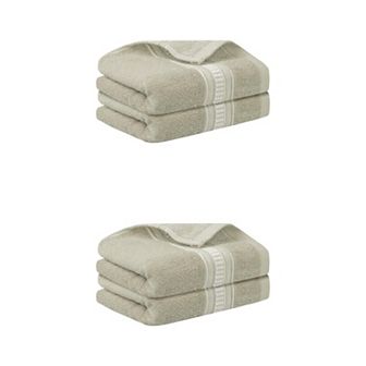 4 pc Plaid Pattern Hand Towels, Absorbent Towel Set for Bath, Hand, Face