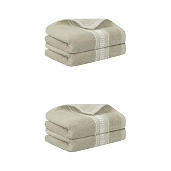 4 pc Plaid Pattern Hand Towels, Absorbent Towel Set for Bath, Hand, Face