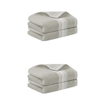 4 pc Plaid Pattern Hand Towels, Absorbent Towel Set for Bath, Hand, Face