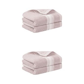 4 pc Plaid Pattern Hand Towels, Absorbent Towel Set for Bath, Hand, Face