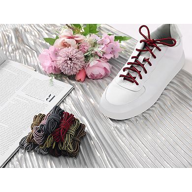 1 Pair Round Dual Colored Striped Shoe Laces Durable Outdoor Boots Hiking Shoe Strings,27.56" Length