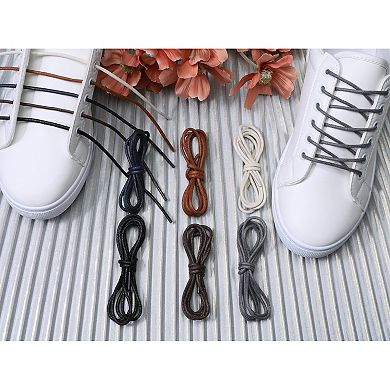 2 Pair Waxed Shoe Laces Round Solid Woven Shoelaces for Boots, 39.37" Length