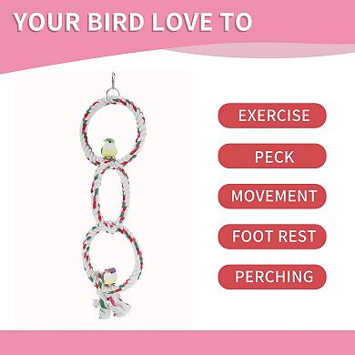 Bird Rope Perch, Durable Cotton Rope Wire Cotton Parakeet Swings, Bird Toys, for Parakeets, White