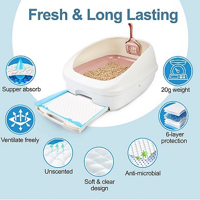 20Pcs Super Absorbent Cat Litter Mat with 6-Layer Leak-Proof