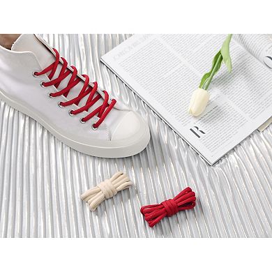 2 Pair Oval Shoelace 7 Colors Half Round Athletic Sneaker Shoe Laces 0.2" Width 100cm/39.37"
